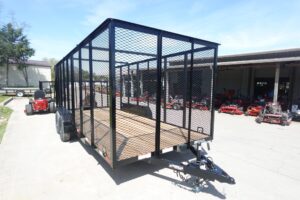 7′ x 18′ Tandem Straight Deck Utility Trailer 6ft Mesh Sides 7K GVWR - Image 3