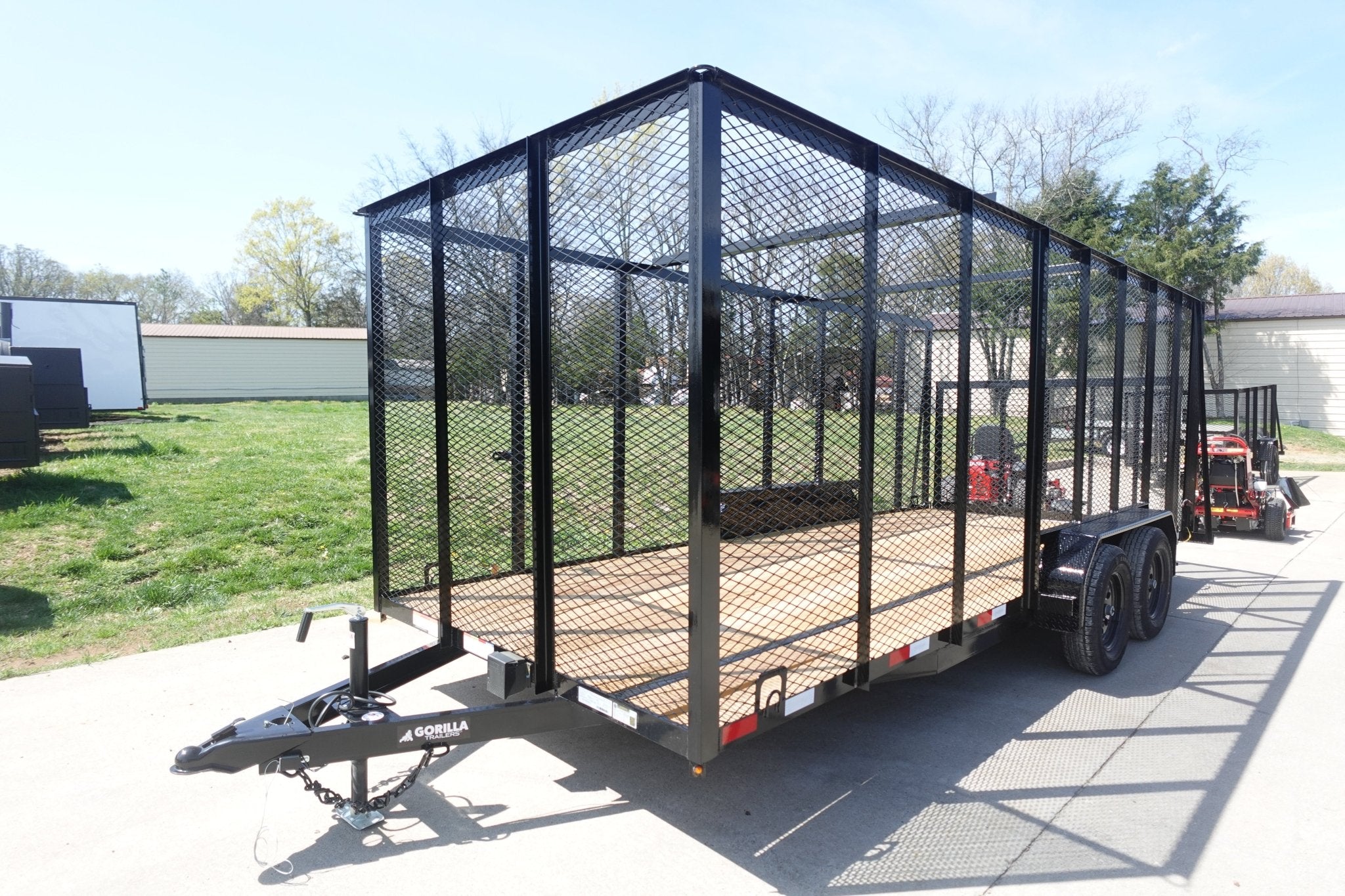 7′ x 18′ Tandem Straight Deck Utility Trailer 6ft Mesh Sides 7K GVWR 7′ x 18′ Tandem Straight Deck Utility Trailer 6ft Mesh Sides 7K GVWR - Image 1