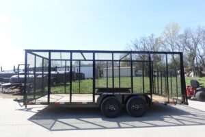 7′ x 18′ Tandem Straight Deck Utility Trailer 6ft Mesh Sides 7K GVWR - Image 4