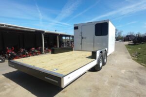 8.5×24 White Hybrid Enclosed V nose (2) 7K axles (2) 30×30 Windows No rails Pintle Hitch - Image 7
