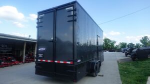 7×20 V Nose Charcoal With Black Out Trim Enclosed Trailer (2) 3500 LB Axles 9 Ft Interior height Barn Doors - Image 7
