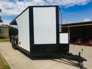 8.5′ x 24′ White Hybrid Trailer w/ Roof – Covered Rear Deck & Generator Box - Image 3