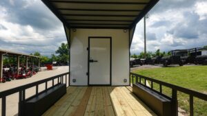 8.5′ x 24′ White Hybrid Trailer w/ Roof – Covered Rear Deck & Generator Box - Image 5