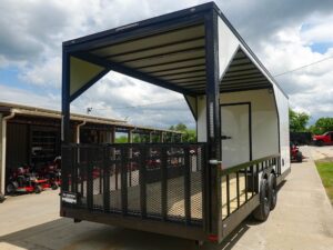 8.5′ x 24′ White Hybrid Trailer w/ Roof – Covered Rear Deck & Generator Box - Image 6