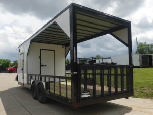 8.5′ x 24′ White Hybrid Trailer w/ Roof – Covered Rear Deck & Generator Box - Image 8