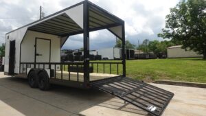 8.5′ x 24′ White Hybrid Trailer w/ Roof – Covered Rear Deck & Generator Box - Image 10
