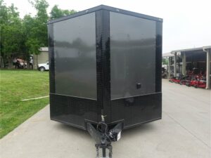 8.5×20 Charcoal Blackout Trim VNose Hybrid Enclosed Trailer Roof (2) 3500lb Axles 50 AMP Electrical Package - Image 2