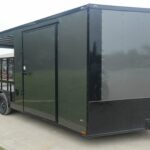 8.5×20 Charcoal Blackout Trim VNose Hybrid Enclosed Trailer Roof (2) 3500lb Axles 50 AMP Electrical Package