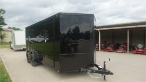 7×16 Enclosed Trailer Black V-Nose Blackout Pkg Tandem Axle Storage 6.4 Interior Height
