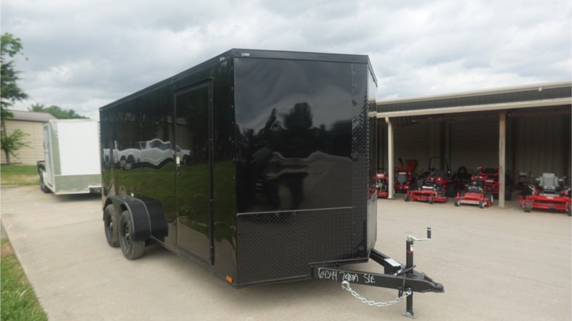7×16 Enclosed Trailer Black V-Nose Blackout Pkg Tandem Axle Storage 6.4 Interior Height 7×16 Enclosed Trailer Black V-Nose Blackout Pkg Tandem Axle Storage 6.4 Interior Height - Image 1
