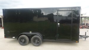 7×16 Enclosed Trailer Black V-Nose Blackout Pkg Tandem Axle Storage 6.4 Interior Height - Image 3