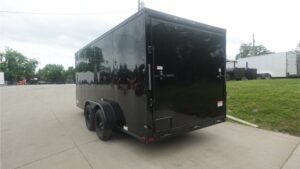 7×16 Enclosed Trailer Black V-Nose Blackout Pkg Tandem Axle Storage 6.4 Interior Height - Image 6