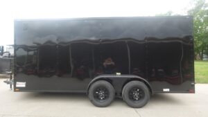 7×16 Enclosed Trailer Black V-Nose Blackout Pkg Tandem Axle Storage 6.4 Interior Height - Image 7