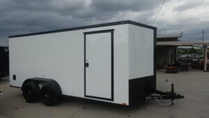 7×16 Enclosed Trailer Black V-Nose Blackout Pkg Tandem Axle Storage 6.4 Interior Height - Image 11