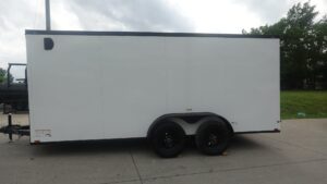 7×16 Enclosed Trailer Black V-Nose Blackout Pkg Tandem Axle Storage 6.4 Interior Height - Image 13