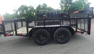 7′ X 12′ Dovetail Utility Trailer 2ft Mesh (2) 3500lb Axles - Image 2