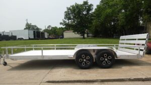 7′ x 18′ All Aluminum Utility Trailer Dual Axle Straight Deck - Image 5