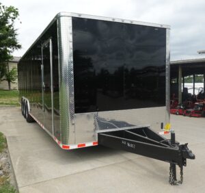 8.5×32 Black Enclosed Car Hauler Trailer With Ramp and Side Door (3) 7K Axles 21k GVWR - Image 2