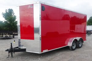 7×16 Red V-Nose Enclosed Trailer (2) 3,500lb Axles 7ft Interior - Image 2