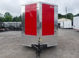 7×16 Red V-Nose Enclosed Trailer (2) 3,500lb Axles 7ft Interior - Image 3