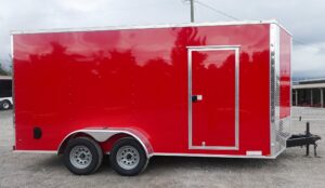 7×16 Red V-Nose Enclosed Trailer (2) 3,500lb Axles 7ft Interior - Image 4