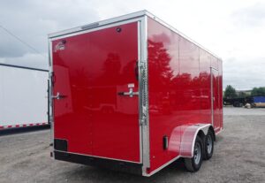 7×16 Red V-Nose Enclosed Trailer (2) 3,500lb Axles 7ft Interior - Image 5