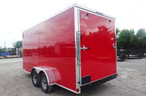 7×16 Red V-Nose Enclosed Trailer (2) 3,500lb Axles 7ft Interior - Image 6