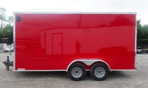 7×16 Red V-Nose Enclosed Trailer (2) 3,500lb Axles 7ft Interior - Image 7