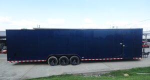 8.5×36 Indigo Blue Blackout Enclosed Trailer Escape Doors E Track Floor (3) 7K Axles 21K GVWR - Image 3
