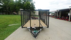 6.4×16 Dovetail Utility Trailer with 4ft Mesh Side (2) 3,500lb Axles