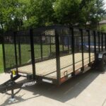 7×20 Heavy Duty Straight Deck Utility Trailer 4ft Mesh Sides (2) 5,200lb Axles