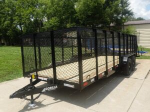 7×20 Heavy Duty Straight Deck Utility Trailer 4ft Mesh Sides (2) 5,200lb Axles