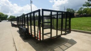 7×20 Heavy Duty Straight Deck Utility Trailer 4ft Mesh Sides (2) 5,200lb Axles - Image 6