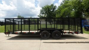 7×20 Heavy Duty Straight Deck Utility Trailer 4ft Mesh Sides (2) 5,200lb Axles - Image 4