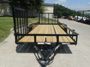 7×20 Powder Coated Straight Deck Utility Trailer with Side Gate (2) 3,500lb Axles - Image 2