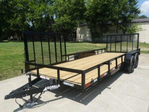 7×20 Powder Coated Straight Deck Utility Trailer with Side Gate (2) 3,500lb Axles