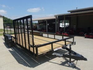 7×20 Powder Coated Straight Deck Utility Trailer with Side Gate (2) 3,500lb Axles - Image 3
