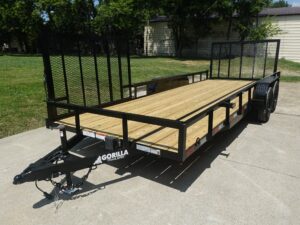 7×20 Powder Coated Straight Deck Utility Trailer with Side Gate (2) 3,500lb Axles - Image 4