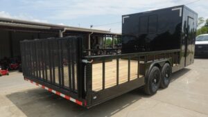 8.5×24 Black W/Black Out Hybrid Enclosed Trailer V-Nose (2) 7,000lb With Rails - Image 9