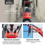 Mini Excavator – Hydraulic Thumb Clamp, 13.5HP Rato Engine Gas Powered | HUAYEE HY12C - Image 8