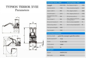 TYPHON TERROR XVIII Prestige 2 Ton Mini Excavator KUBOTA D902 Diesel Engine USA - Image 5