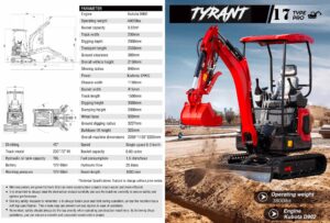3800lbs TYRANT 17 Diesel Mini Excavator Kubota D902 Engine Side Swing w 12 attachments - Image 13