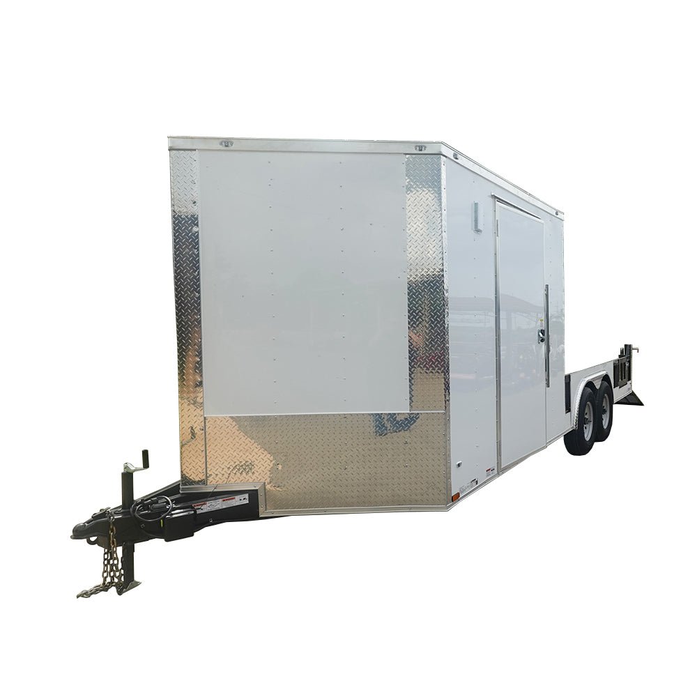 8.5′ x 20′ White V-Nose Hybrid Enclosed Trailer – Dual 7K Axles 8.5′ x 20′ White V-Nose Hybrid Enclosed Trailer – Dual 7K Axles - Image 1