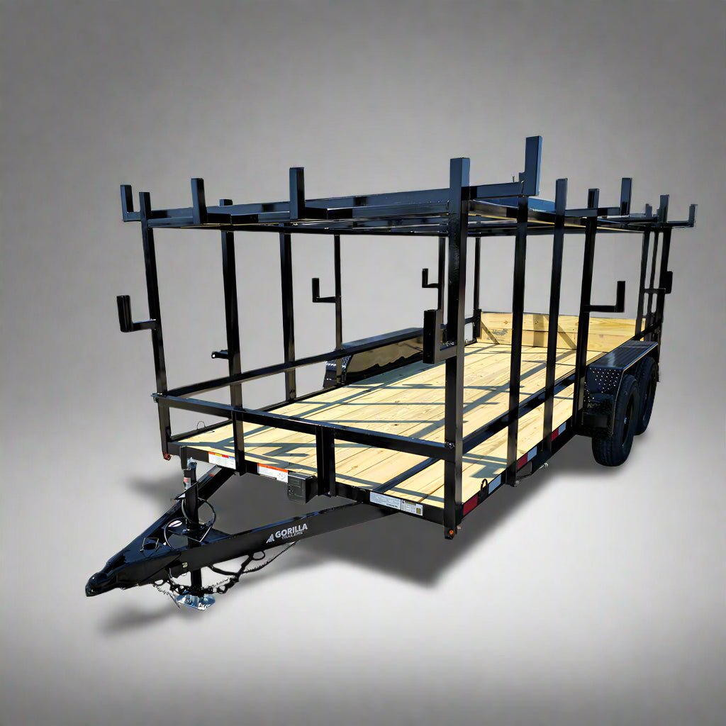 6.4×16 Straight Deck Tandem Utility Trailer 4.5ft Ladder Racks 6.4×16 Straight Deck Tandem Utility Trailer 4.5ft Ladder Racks - Image 1