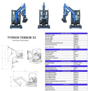 TYPHON TERROR X2 Mini Excavator 2.7 Ton EPA Diesel Kubota V1505 Engine USA - Image 8