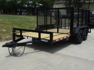 6.4×14 Dovetail Utility Open Deck Trailer (2) 3500 Axles Porta Potty and Portable Restroom