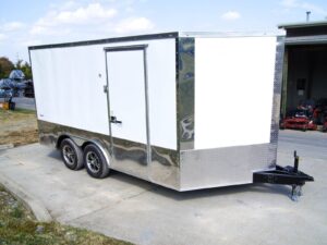 8.5×14 V-Nose Enclosed Trailer – Diamond Plate Floor Storage - Image 3