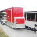 Enclosed Trailer 7′ X 20′ Red Hybrid Motorcycle Event With Roof