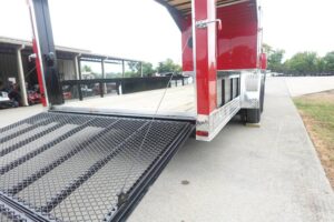 Enclosed Trailer 7′ X 20′ Red Hybrid Motorcycle Event With Roof - Image 9