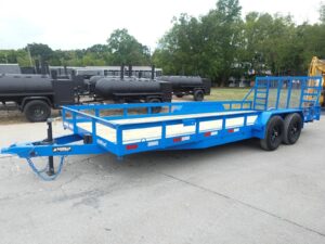 7×20 Heavy Duty Blue Straight Deck Utility Trailer (2) 5,200lb Axles with Brakes
